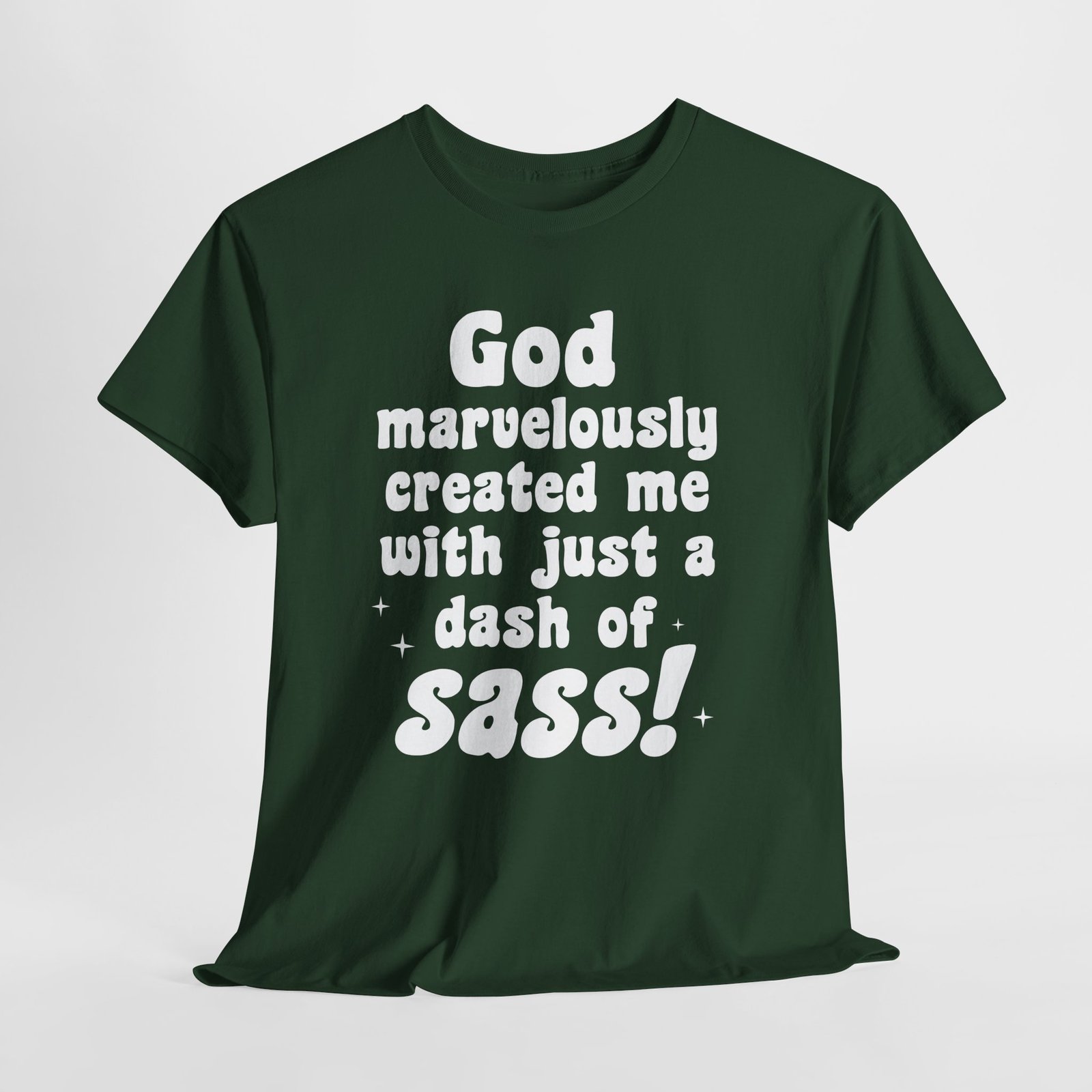 God wonderfully created me with a little bit of sass-- Christian Faith T-Shirt - Image 3