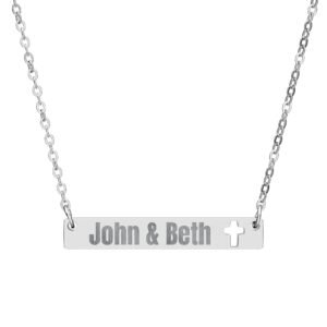 Personalized Engravable Cutout Cross Bar Necklace