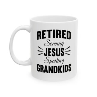 Personalized Retired calendar filled with God and Grandkids black-- Mug