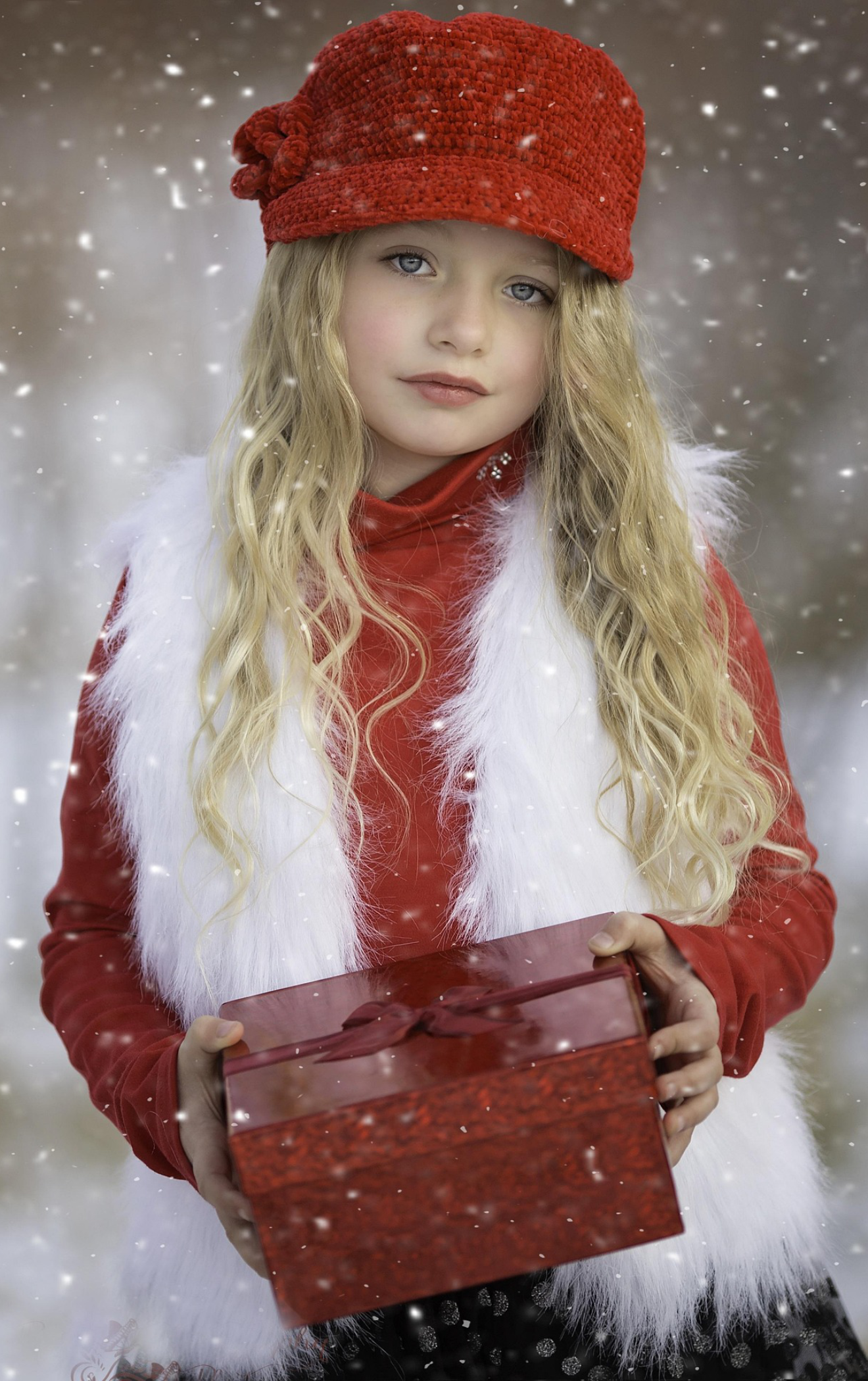 Beautiful young child holding a gift for a loved one.
