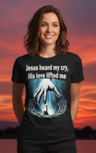 You lady with Jesus heard my cry tee shirt. About Finished Hope