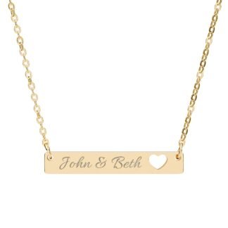 Personalized - Engravable Bar Necklace with Cutout Heart