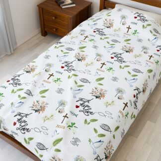 Plush Blanket — Faith Floral Cross Design (Velveteen)