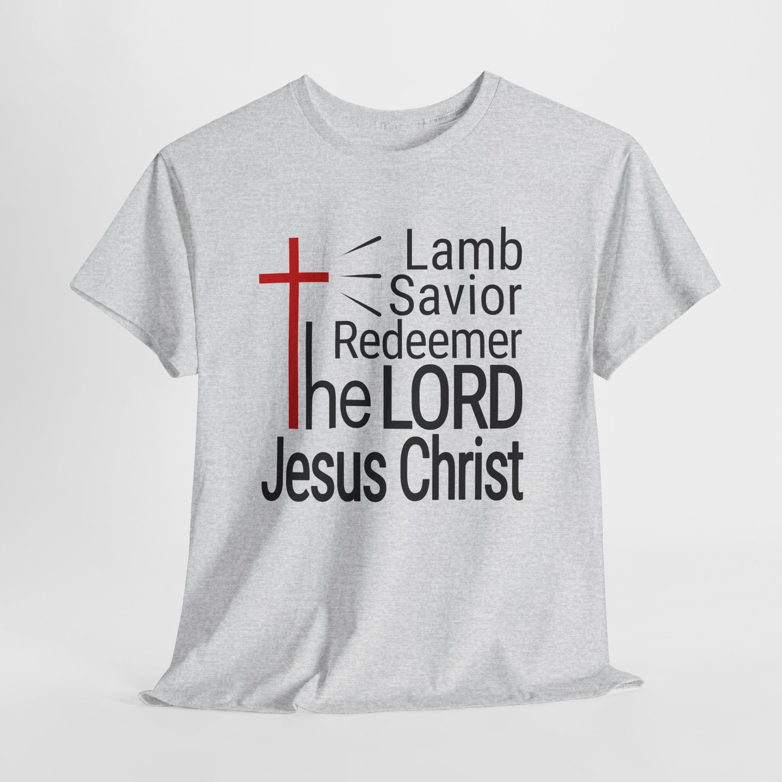 Jesus Christ Cross T‑Shirt — "Lamb Savior Redeemer the LORD Jesus Christ" Christian Tee - Image 2