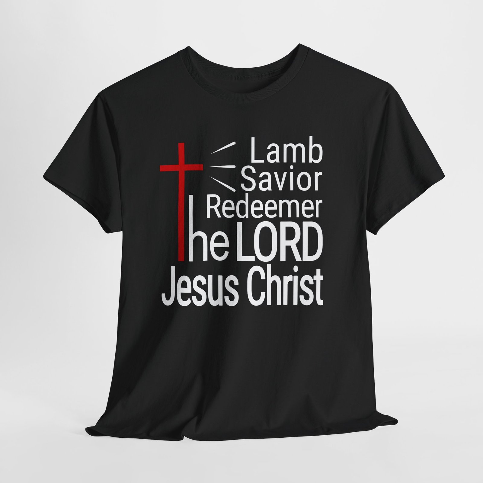 Jesus Christ Cross T‑Shirt — "Lamb Savior Redeemer the LORD Jesus Christ" Christian Tee - Image 4