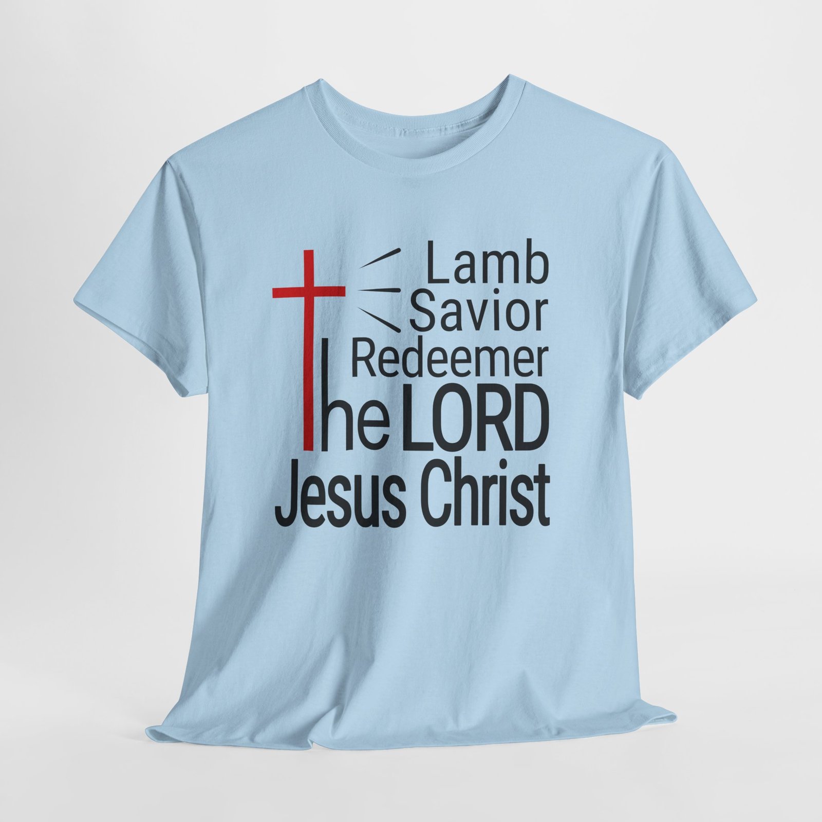 Jesus Christ Cross T‑Shirt — "Lamb Savior Redeemer the LORD Jesus Christ" Christian Tee - Image 8