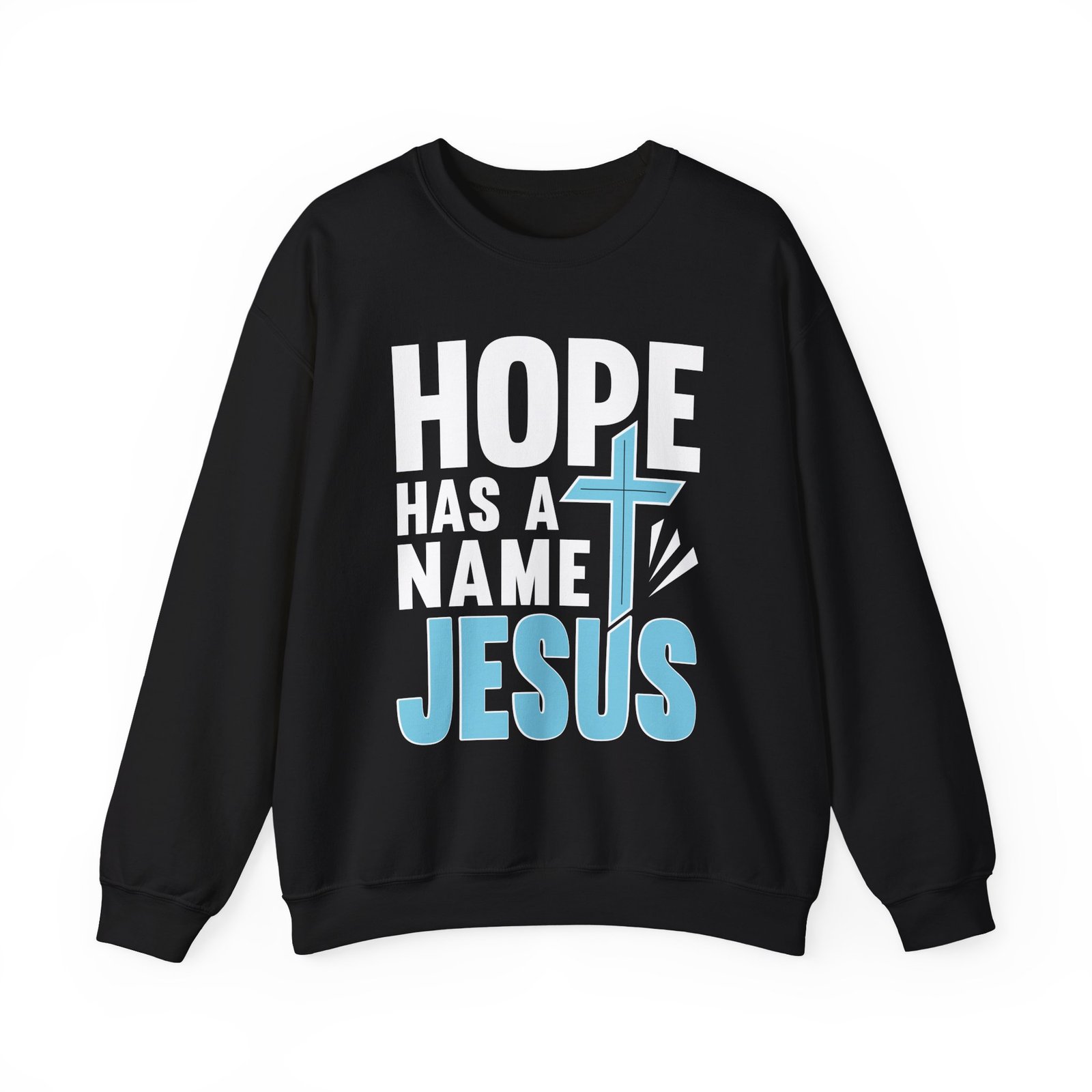 Hope has a name, Jesus with a stylized Cross - Crewneck Sweatshirt - Image 2