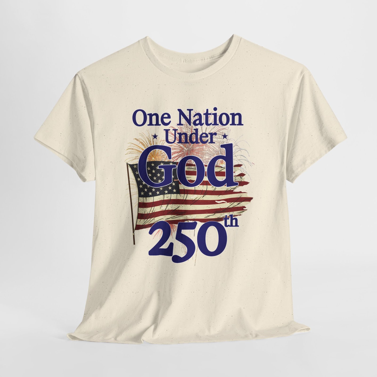 Patriotic One Nation Under God 250 th. — American Flag Fireworks Tee - Image 5