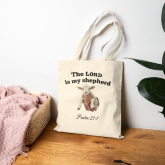 The Lord Is My Shepherd Tote Bag — Psalm 23:1 Cotton Canvas Christian Tote