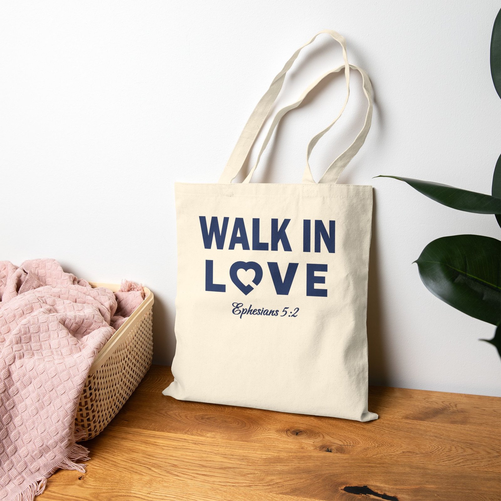 Walk in Love Cotton Tote Bag – Christian Scripture Ephesians 5:2 Reusable Canvas Shopper