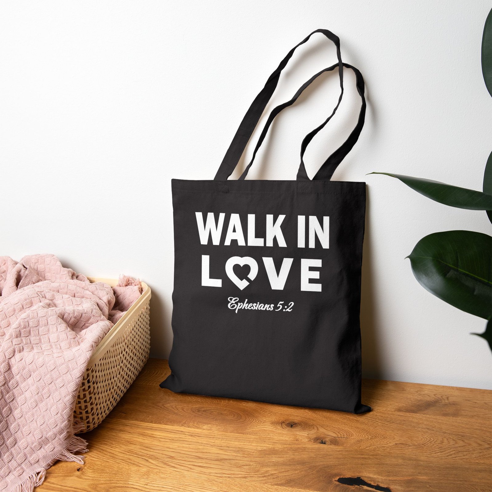 Walk in Love Cotton Tote Bag – Christian Scripture Ephesians 5:2 Reusable Canvas Shopper - Image 2